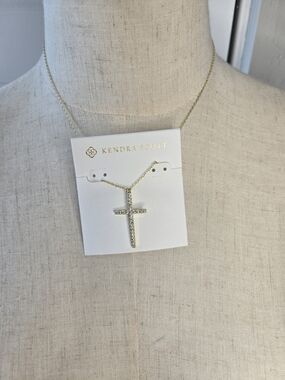 Kendra Scott Gold Crystal Cross Necklace
